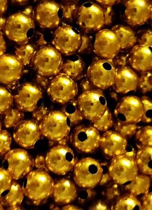 Бусины жемчуг 10 шт, диаметр 6 мм, гальваника золото