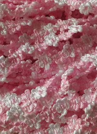 Тасьма квіткова світло-рожева з білою ширина 13 мм2 фото