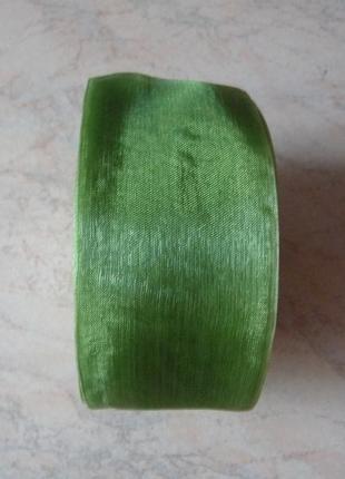 Стрічка з органзи завширшки 5 см no108 темно-зелений