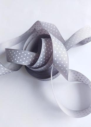 Лента репсовая в горох №180 серый шириной 2,5 см