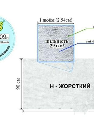 Флізелін клейовий для вишивки 29 г 90 см*100 см білий н-жорсткий1 фото