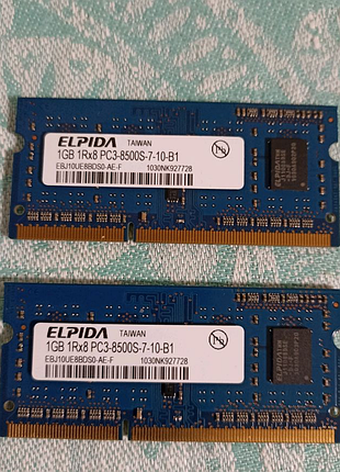 Оперативна пам'ять ноутбука ddr3 2gb 1+1 gb