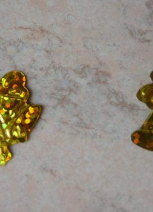 Пайетка пара дзвіночків золото голограма 2 см 10 шт