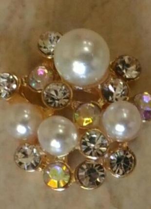 Металлический декор жемчужинки в золоте 1,7 см