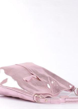 Женская кожаная сумка розовая6 фото