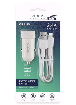 Авто зарядное устройство ridea rcc-21312 grand lightning 2usb 2.4