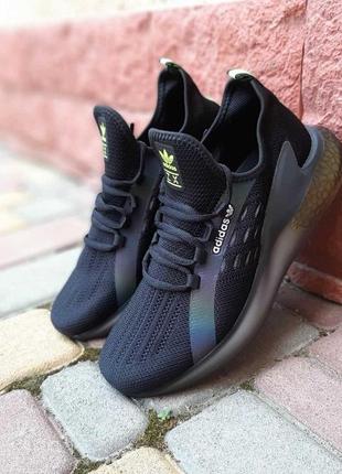 Мужские кроссовки adidas zx boost чорні з неоном 42