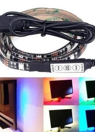 Стрічка світлодіодна rgb 5050 з пультом від usb для фонової підсв3 фото