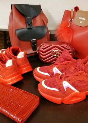Puma в стилі кросівки червоні ferrari3 фото