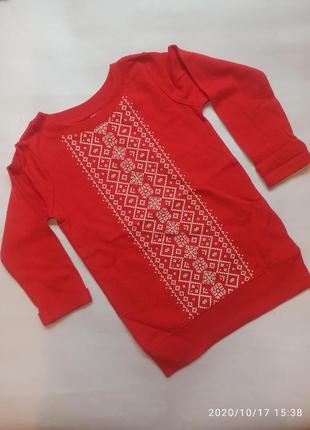 Туника теплая вишиванка принт для девочки свитер кофта картерс carters2 фото