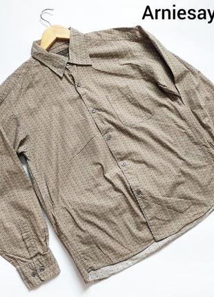 Мужская рубашка цвета хаки в точку с карманом на пуговицах от бренда arniesays