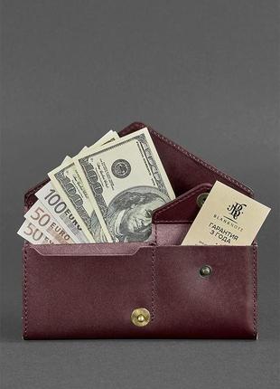 Жіночий шкіряний гаманець керрі 1.0 бордовий краст5 фото