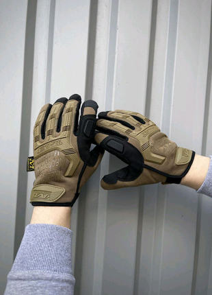 Тактические перчатки m-pact цвет песочный с горчичными накладками