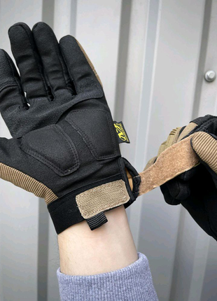 Тактические перчатки m-pact цвет песочный с горчичными накладками8 фото
