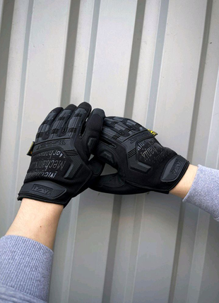 Тактические перчатки m-pact цвет черный с черными накладками1 фото