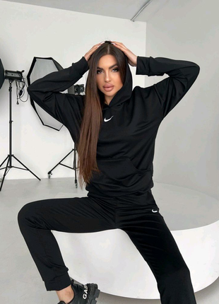 Женский спортивный костюм nike двунитка черный3 фото