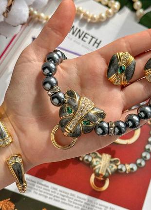 Винтажный сет набор kenneth jay lane для avon 1988 колье браслет серьги пантера
