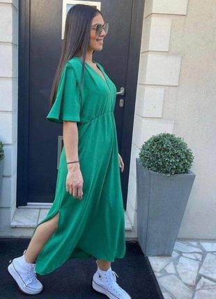 Чарівна сукня . червона, беж, синя, зелена. 42-58 рр. женское длинное платье с разрезами 04580 де3 фото