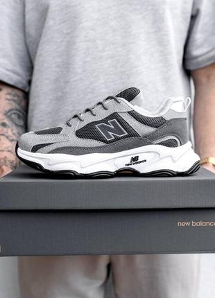 Чоловічі весняні кросівки в стилі new balance нью беланс сірі з білим еко-замша сітка весна-літо7 фото