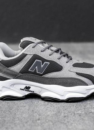 Чоловічі весняні кросівки в стилі new balance нью беланс сірі з білим еко-замша сітка весна-літо9 фото