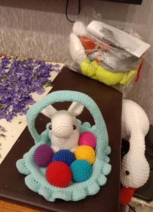 Пасхальный кролик, пасхальная корзинка, пасхальный декор1 фото