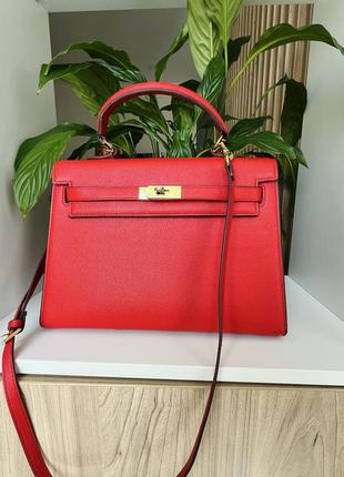 Сумка червона ерме hermes kelly 24 см