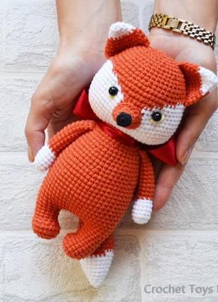Лисичка іграшка, лисичка амігурумі, в'язана іграшка лисиця9 фото