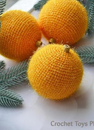 Новогодний шар жёлтый, игрушки на ёлку, шарик на ёлку2 фото