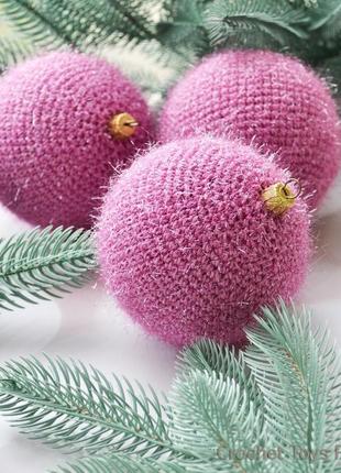 Розовые новогодние шары, игрушки на ёлку, шары на ёлку2 фото
