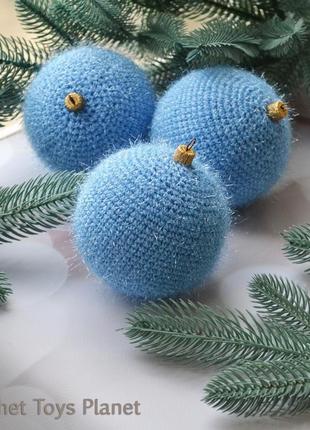 Шар на ёлку, голубой шарик, новогодние игрушки3 фото