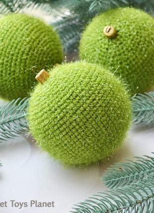 Зелена кулька на ялинку, новорічна куля, іграшки на ялинку3 фото