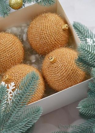 Кулька на ялинку, золотаві кульки на ялинку, ялинкові іграшки, новорічний декор1 фото