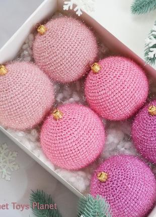 Розовые елочные шары, рождественские шары, елочные игрушки, игрушки на елку4 фото