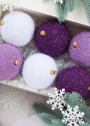 Фиолетовые шарики на елку, елочные игрушки, новогодние шары2 фото