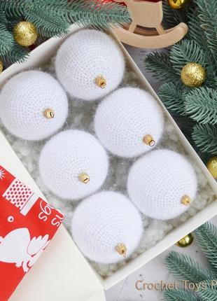 Білі новорічні кулі, ялинкові прикраси, іграшки на ялинку, новорічний декор3 фото