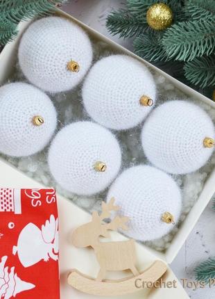 Белые новогодние шары, елочные украшения, игрушки на елку, новогодний декор5 фото
