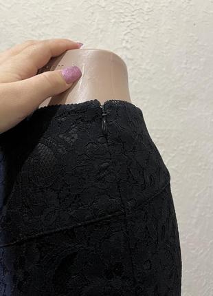 Чёрная юбка кружевная / чёрная юбка с разрезом / чёрная юбка карандаш / чёрная юбка миди5 фото