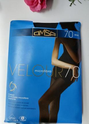 Плотные эластичные колготки omsa velour 70 омса антрацит 2