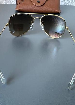 Жіночі сонцезахисні окуляри очки ray ban aviator 3025 капли краплі лінзи коричневий градієнт скло4 фото