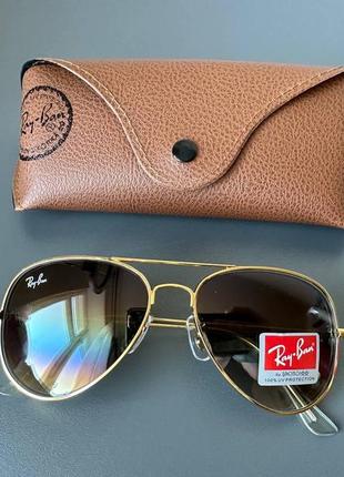 Женские солнцезащитные очки очки очки ray ban aviator 3025 капли капли линзы коричневый градиент стекло1 фото