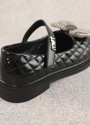 Стильные детские черные туфли для девушек школьного возраста на весну-осень, кожаные, экокожа, весенние, осенние2 фото