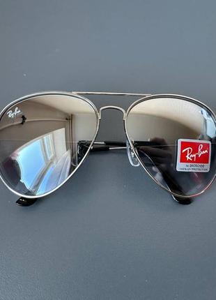 Жіночі сонцезахисні окуляри очки ray ban aviator 3028 капли краплі лінзи градіент скло3 фото