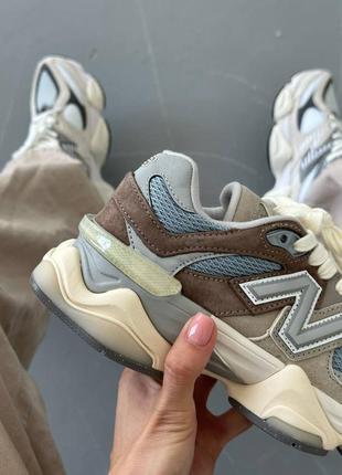 New balance 9060 beige brown blue, кроссовки женские весна-осень 2009 баланс, кроссовки жемчужные весна-осень7 фото