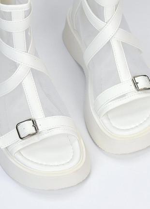 Белые стильные босоножки сандалии летние ботинки с сеткой 35.5-397 фото