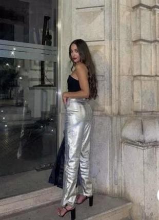Стильные серебряные брюки bershka2 фото
