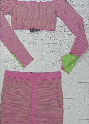 Костюм plt топ и юбка розовые эффектный prettylittlething7 фото