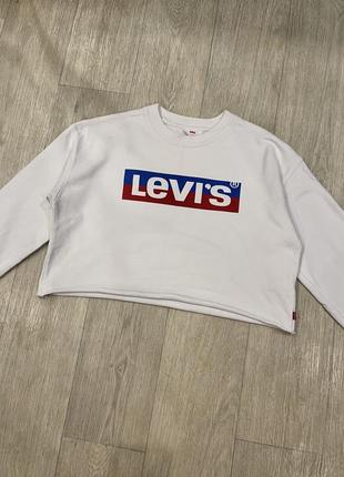 Свитшот levi's оригинал, укороченный свитшот, топ с рукавами levi’s, кроп топ, кофта оригинал3 фото