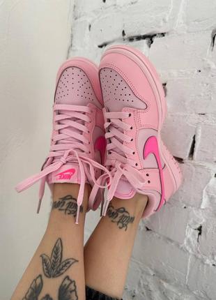 🌺nike dunk low gs triple pink 🌺 кросівки найк данк жіночі рожеві, кроссовки женские найк данк розовые