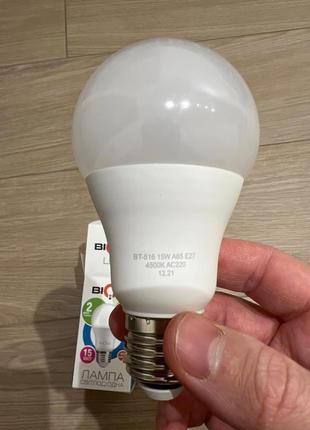 Світлодіодна лампа е27 biom bt-516 а60 15вт 4500к білий нейтр.
