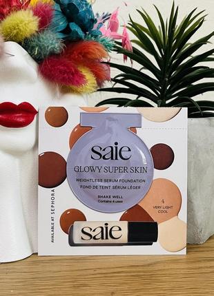 Оригинальный пробник тональный крем saie glowy super skin 4 very light cool